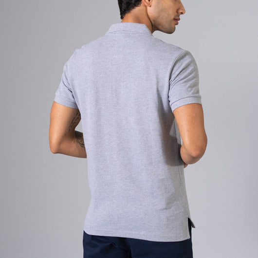 Smokey Trail Light Grey Cotton Polo T-Shirt