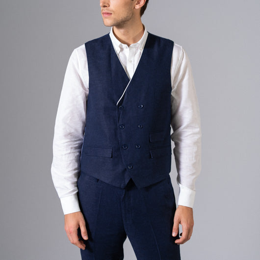 Ocean Dive Midnight Blue Linen Waistcoat