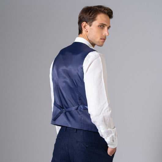 Ocean Dive Midnight Blue Linen Waistcoat