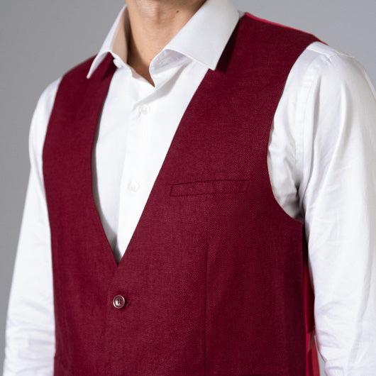 Canterbury Red Linen Waistcoat