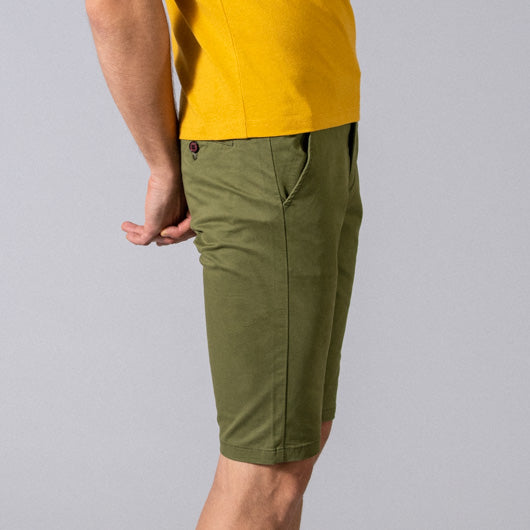 Juniper Forest Green Cotton Lycra Stretch Shorts