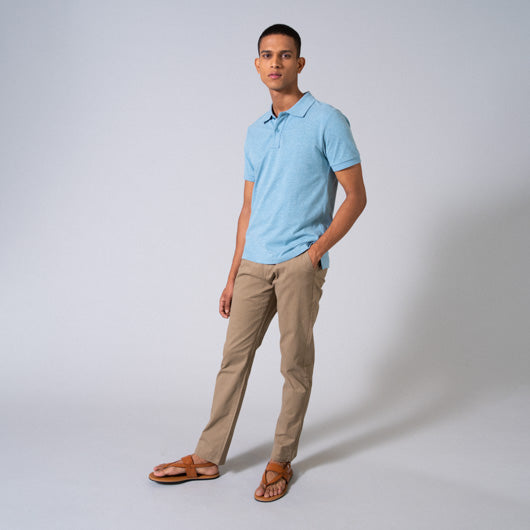 Tawny Birch Beige Cotton Lycra Stretch Chinos