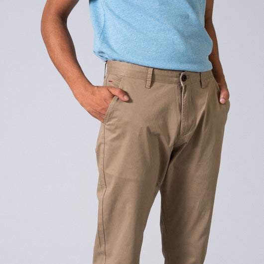 Tawny Birch Beige Cotton Lycra Stretch Chinos
