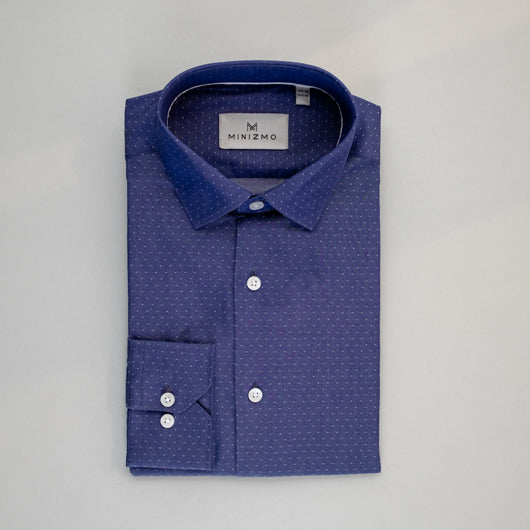 Mid Blue Dotted Cotton Shirt