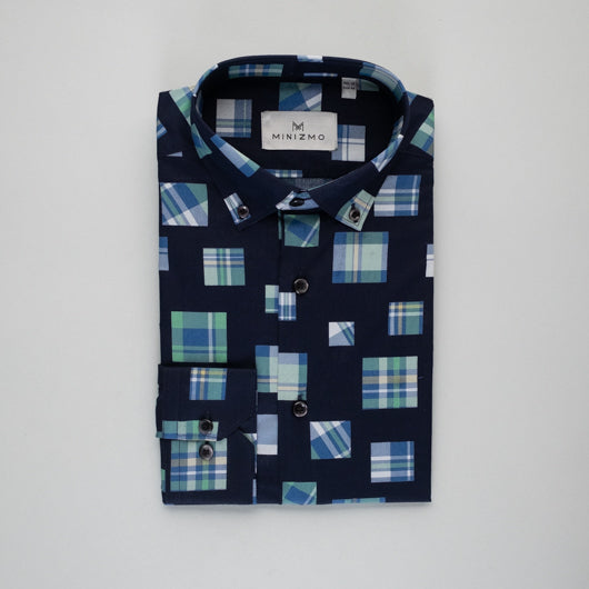 Blocked Blue Cotton Shirt