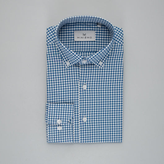 Windowpane Checked Cotton Shirt