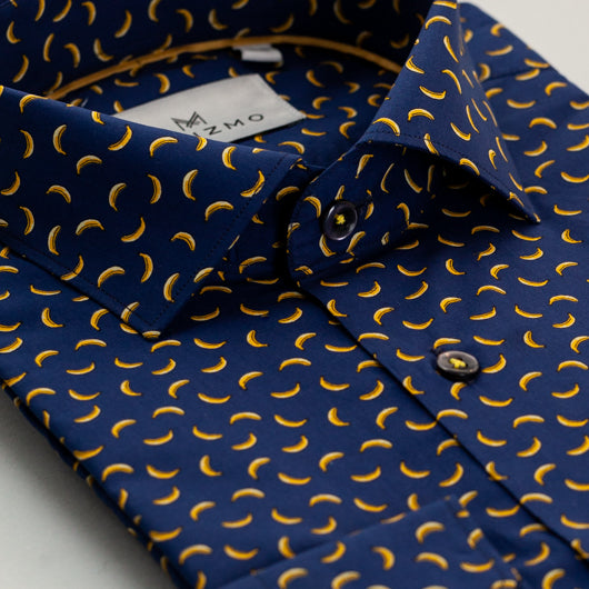 Persian Blue Banana Printed Cotton Shirt