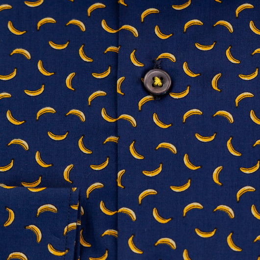 Persian Blue Banana Printed Cotton Shirt