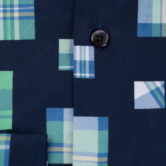 Blocked Blue Cotton Shirt