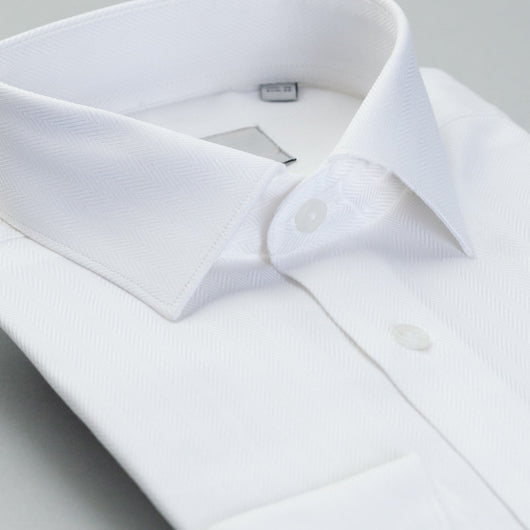 Herringbone White Cotton Shirt