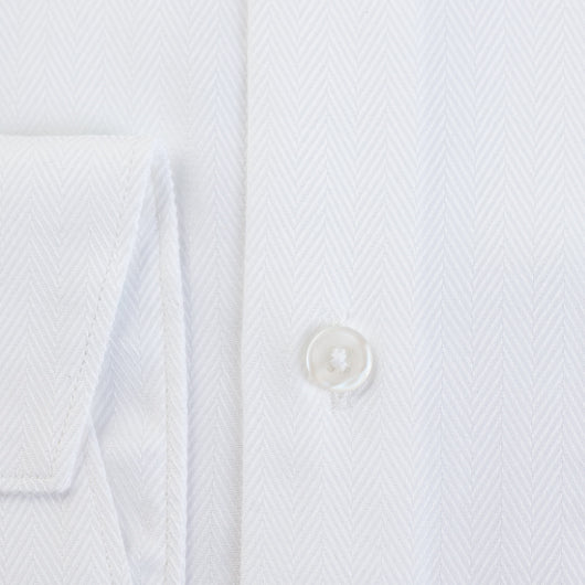 Herringbone White Cotton Shirt