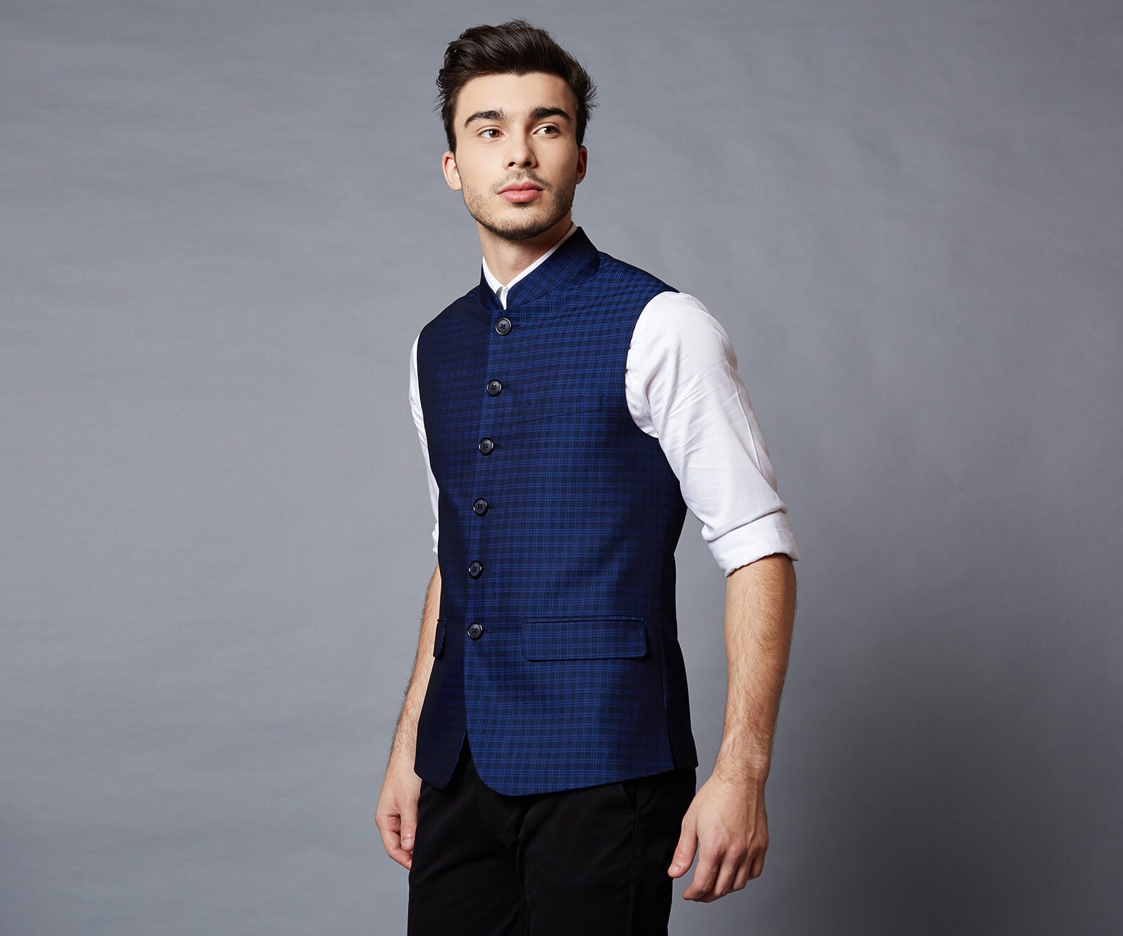Buy online Navy Blue Printed Silk Blend Kurta Pant Set With Blue Solid Nehru  Jacket from Clothing for Men by Hangup for 2799 at 62 off  2023  Limeroadcom