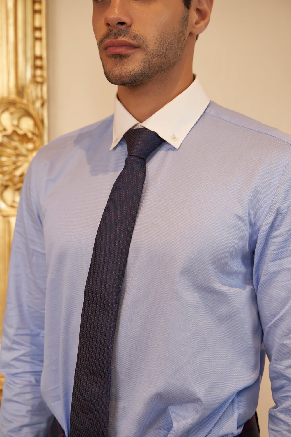 Blue Textured Banker Men's Shirt