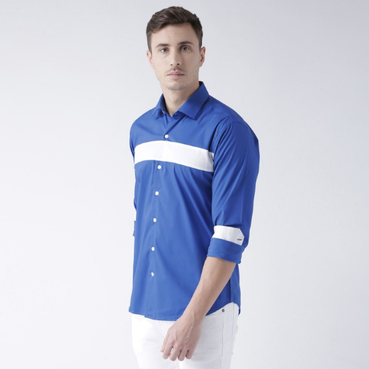 Electric blue and white shirt