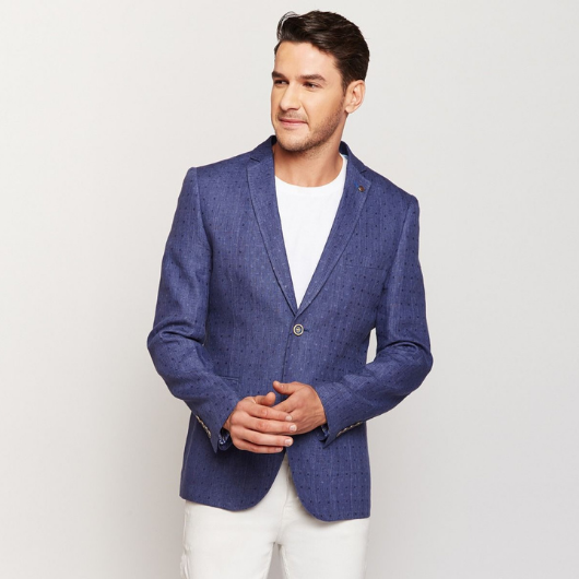 Royal Blue Textured Linen Blazer