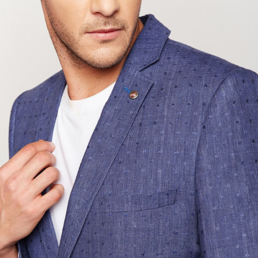 Royal Blue Textured Linen Blazer