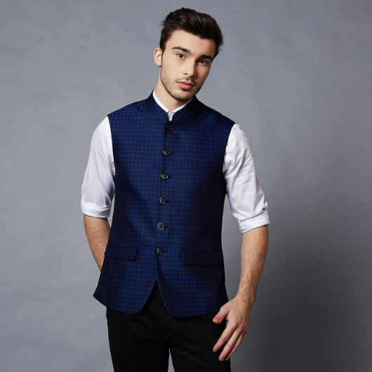 Midnight Blue Nehru Jacket