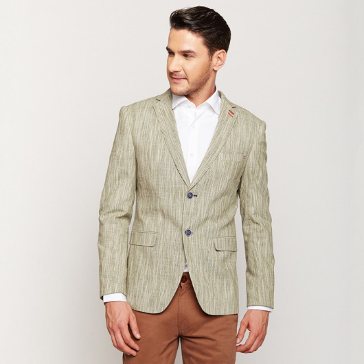 Green Stripes Linen Blazer