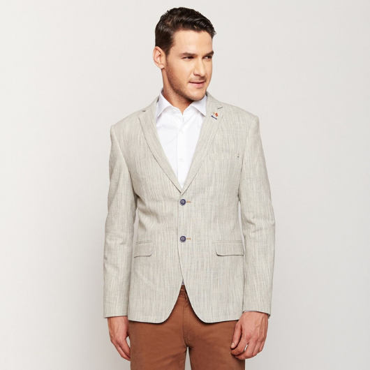 Two Toned Light Grey Linen Blazer