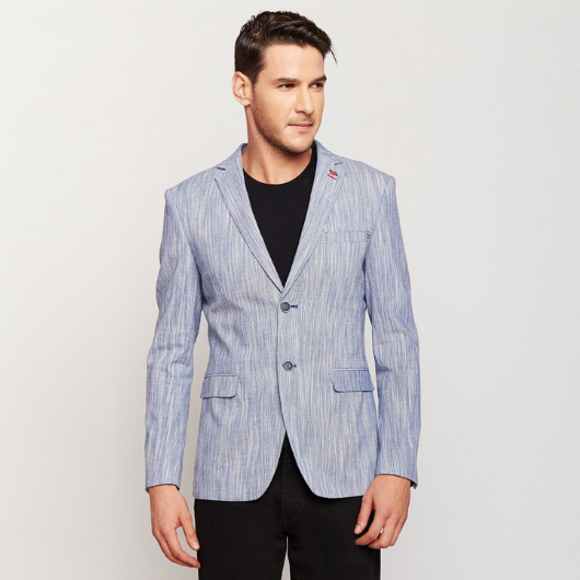 Two Toned Blue Linen Blazer