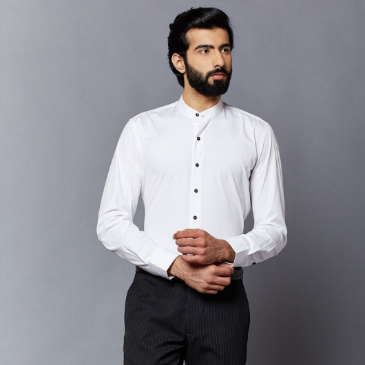 White band collar shirt