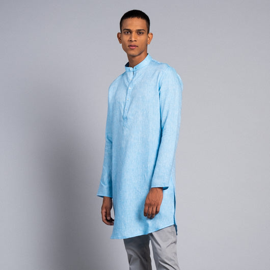 Endless Horizon Light Blue Linen Kurta