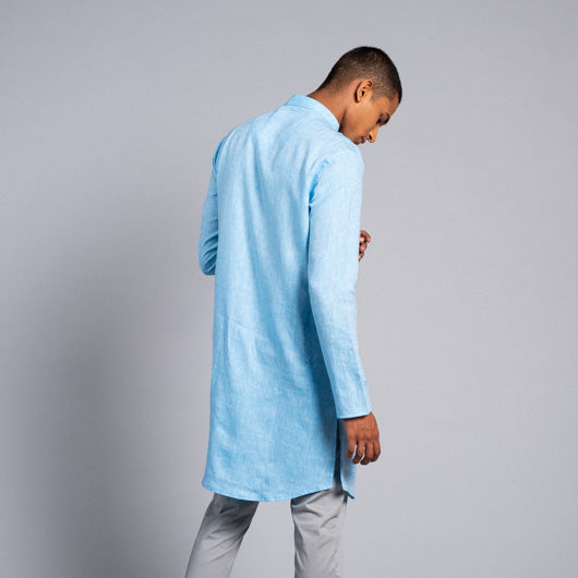 Endless Horizon Light Blue Linen Kurta