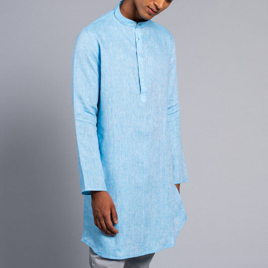 Endless Horizon Light Blue Linen Kurta