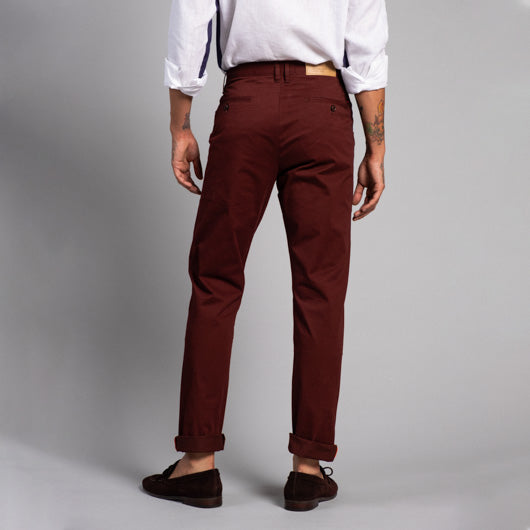 Mahogany Timber Burgundy Cotton Chinos Minizmo