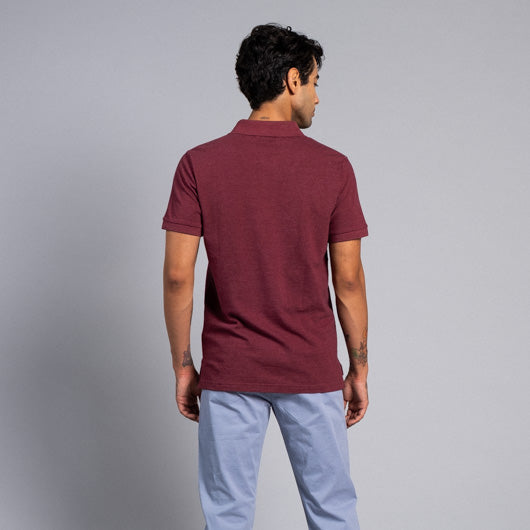 Merlot Evenings Maroon Cotton Polo T-Shirt