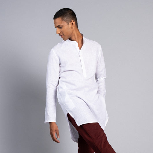 Cloud Watcher White Linen Kurta