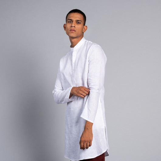 Cloud Watcher White Linen Kurta