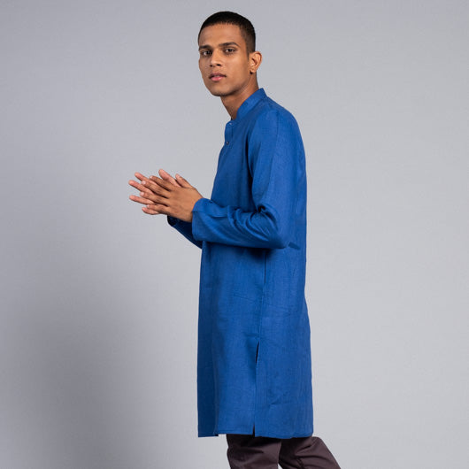 Star Gazer Blue Linen Kurta