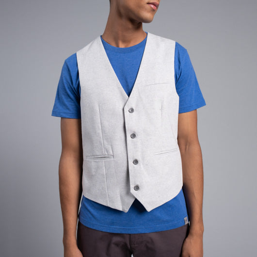 Pebble Beach Light Grey Linen Waistcoat