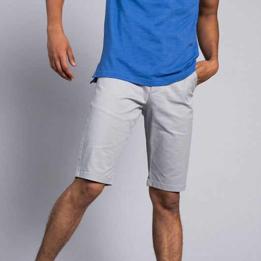 Rustic Pebble Light Grey Cotton Lycra Stretch Shorts