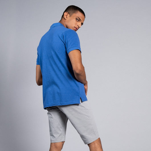 Lapis Lazuli Bright Blue Cotton Polo T-Shirt