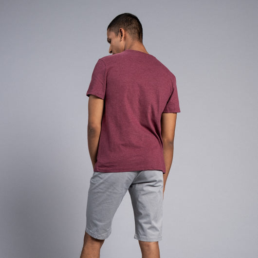 French Wine Maroon Round Neck T-shirt